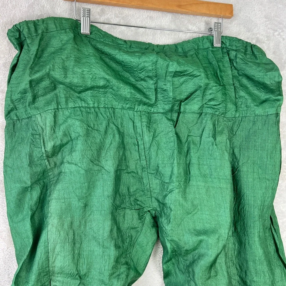 Vintage Textured Harem MC Hammer Pants Green Boho Baggy Trousers one size